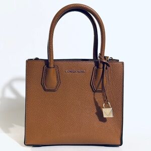 New! Michael Kors MK Cross Body Mercer Satchel Brown Purse